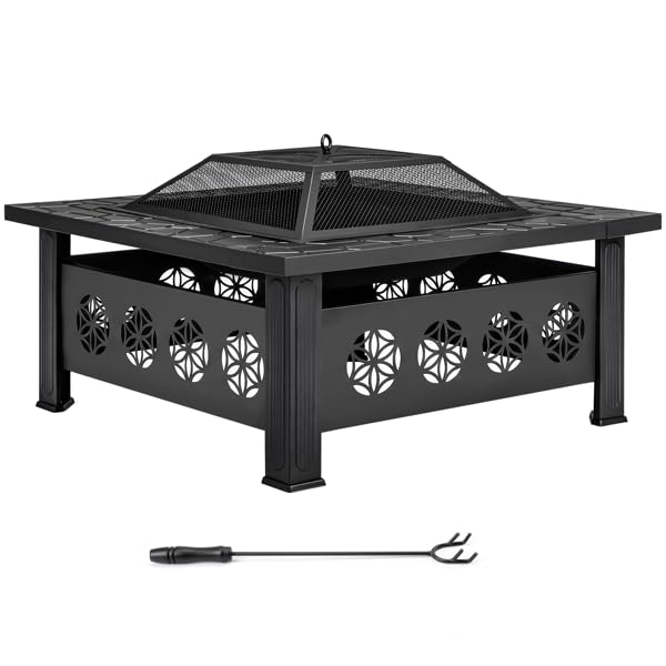 32 Inch Square Wood Burning Fire Pit Table N923