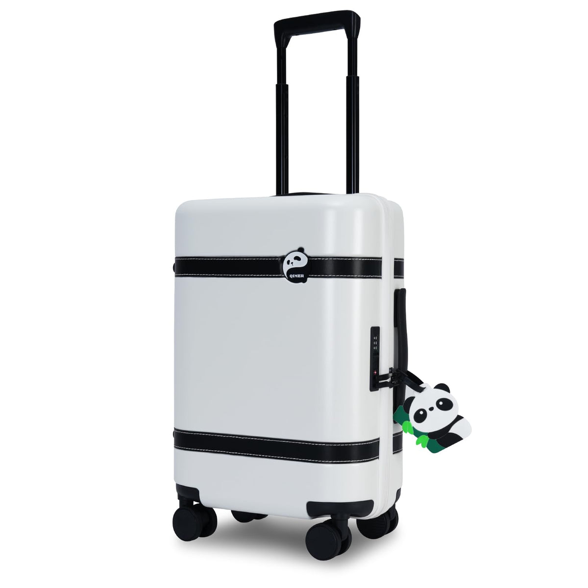 20-inch White PC Hardshell Carry-On Luggage with Spinner Wheels P6555