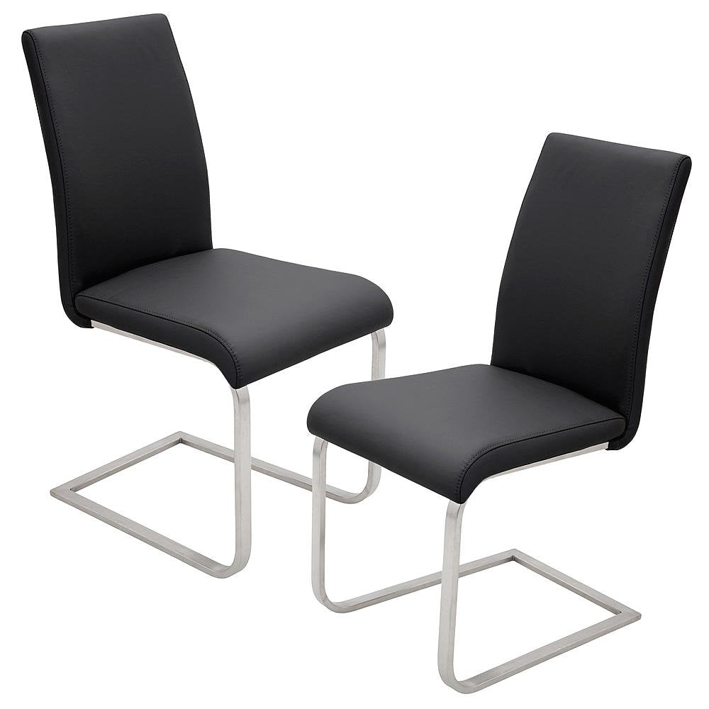Black Faux Leather Dining Chairs Set of 2 C65177