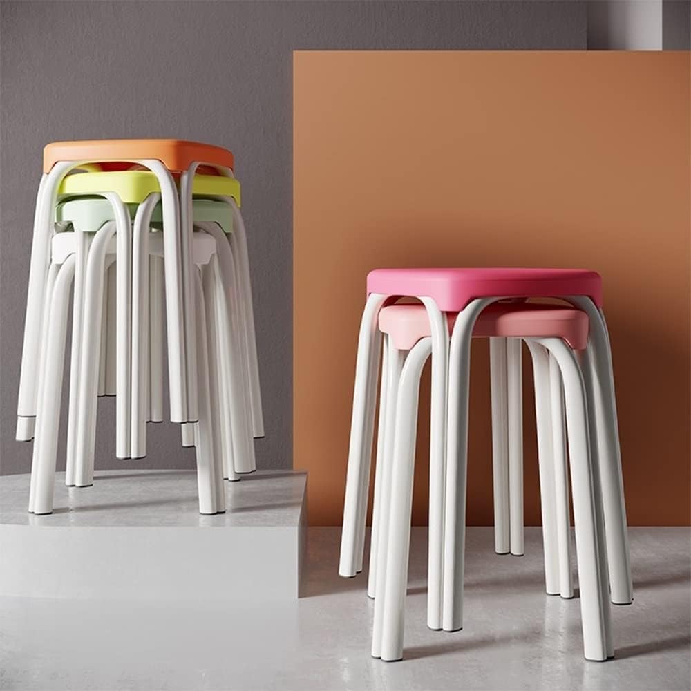 Set of 4 Green Metal Stacking Stools V36116