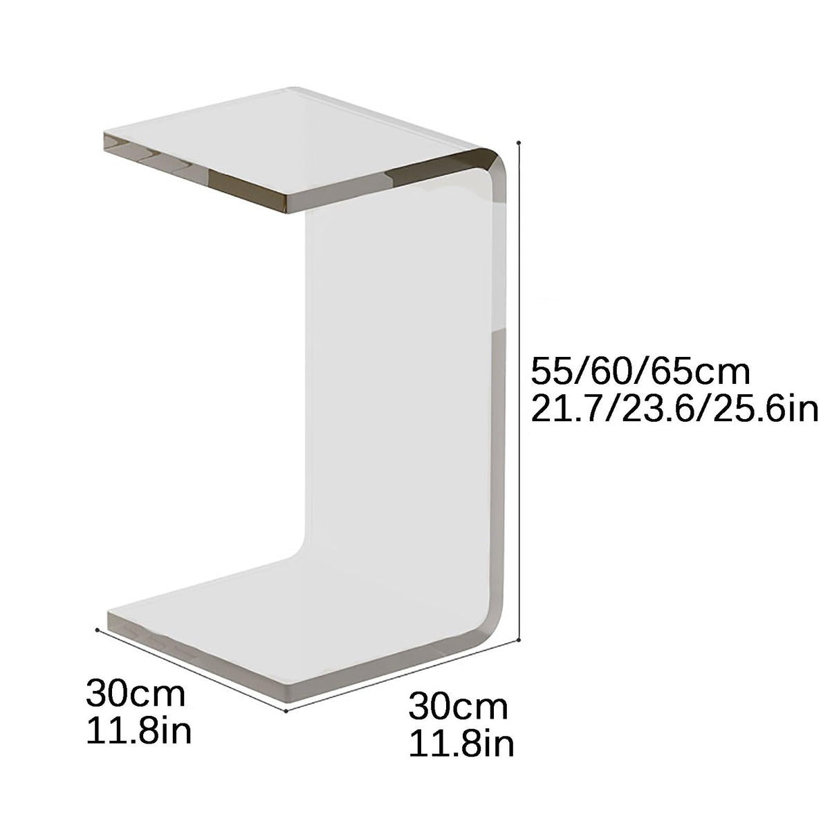 Acrylic U Shaped Side Table 30 x 30 x 55cm W72501