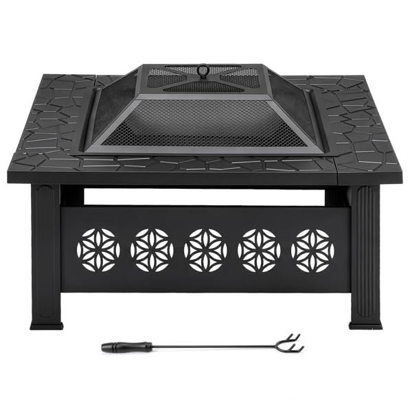 32 Inch Square Wood Burning Fire Pit Table N923