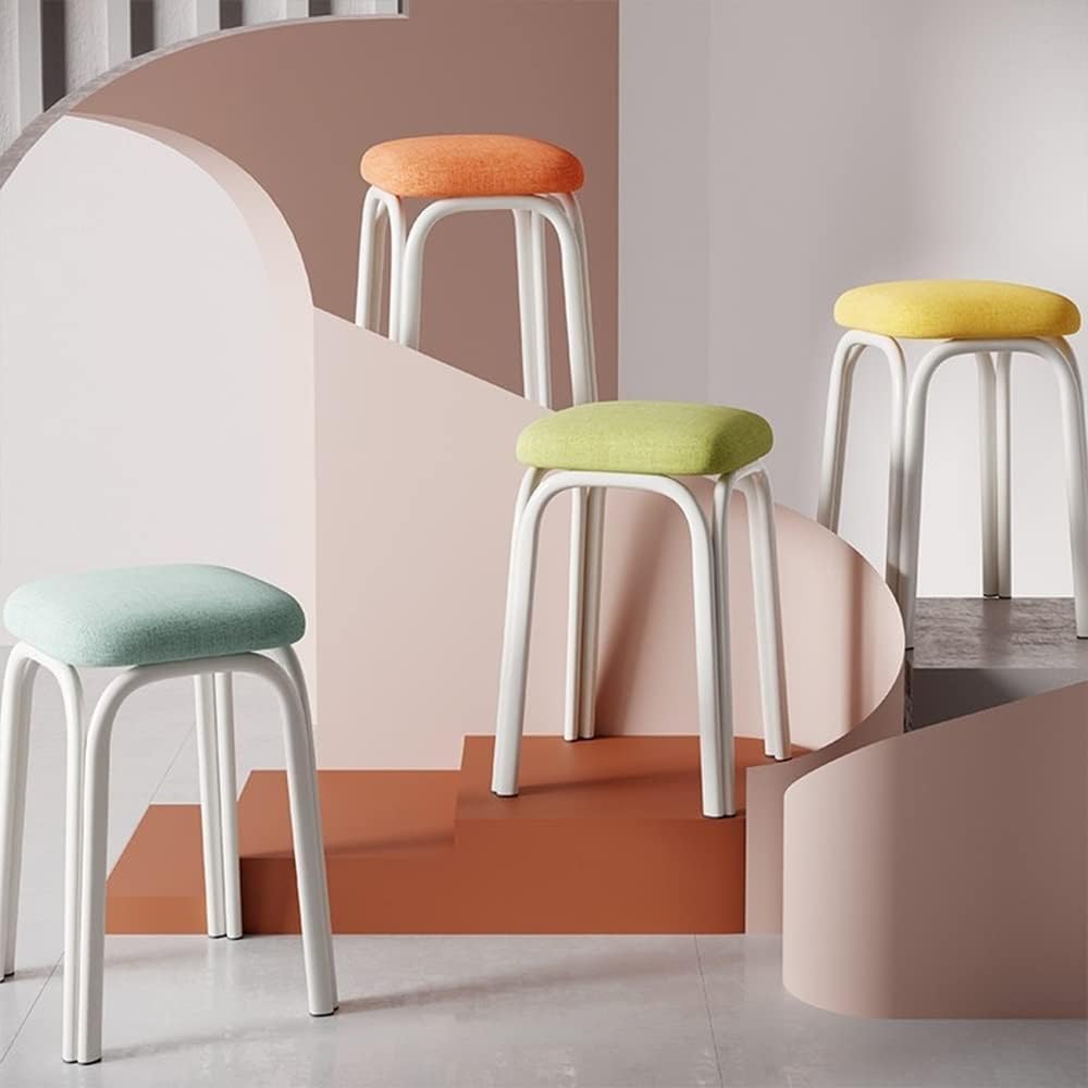 Set of 4 Green Metal Stacking Stools V36116