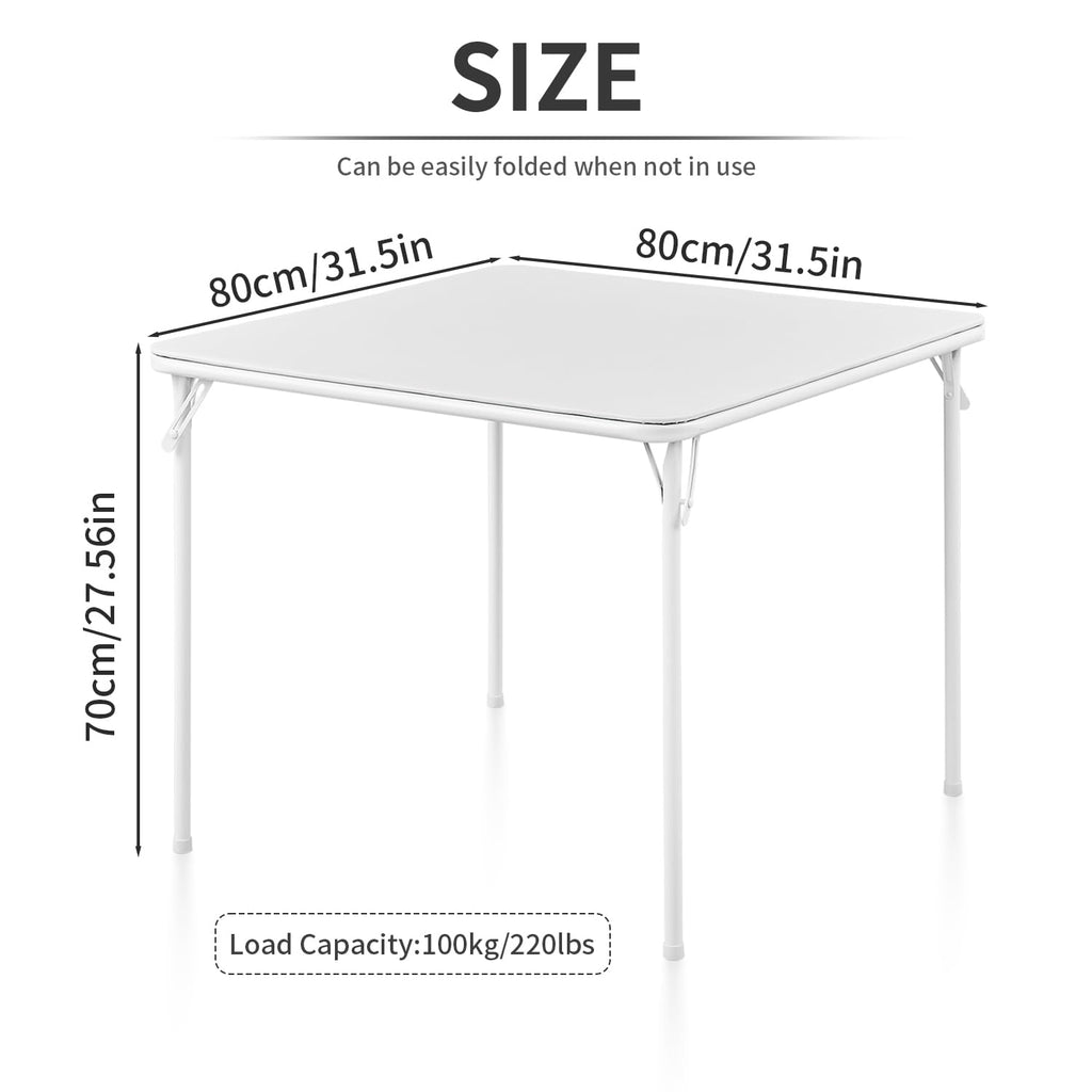 Square Folding Table with Collapsible Legs White Q118132