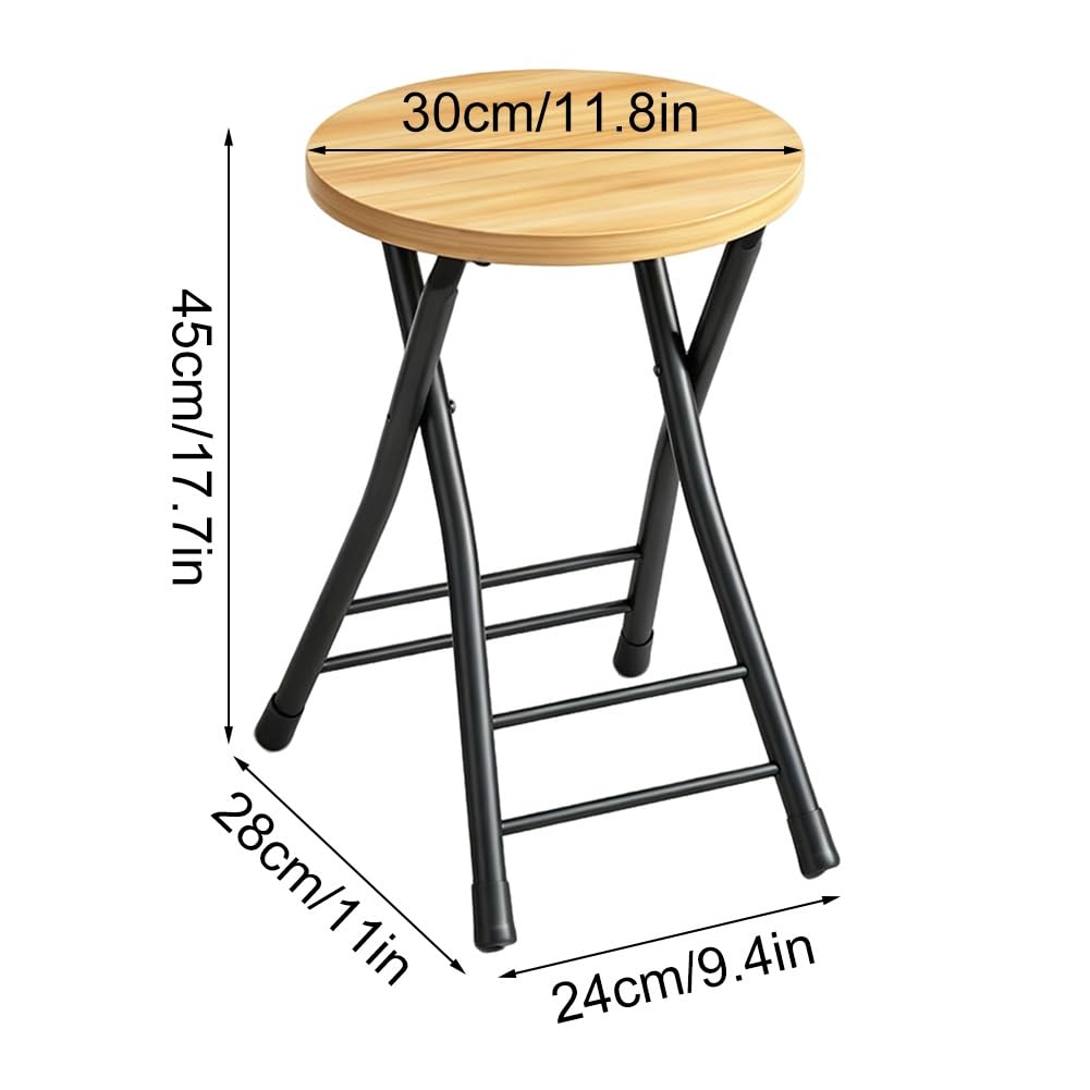 Folding 18 Inch Round Wooden Seat Stool I27074