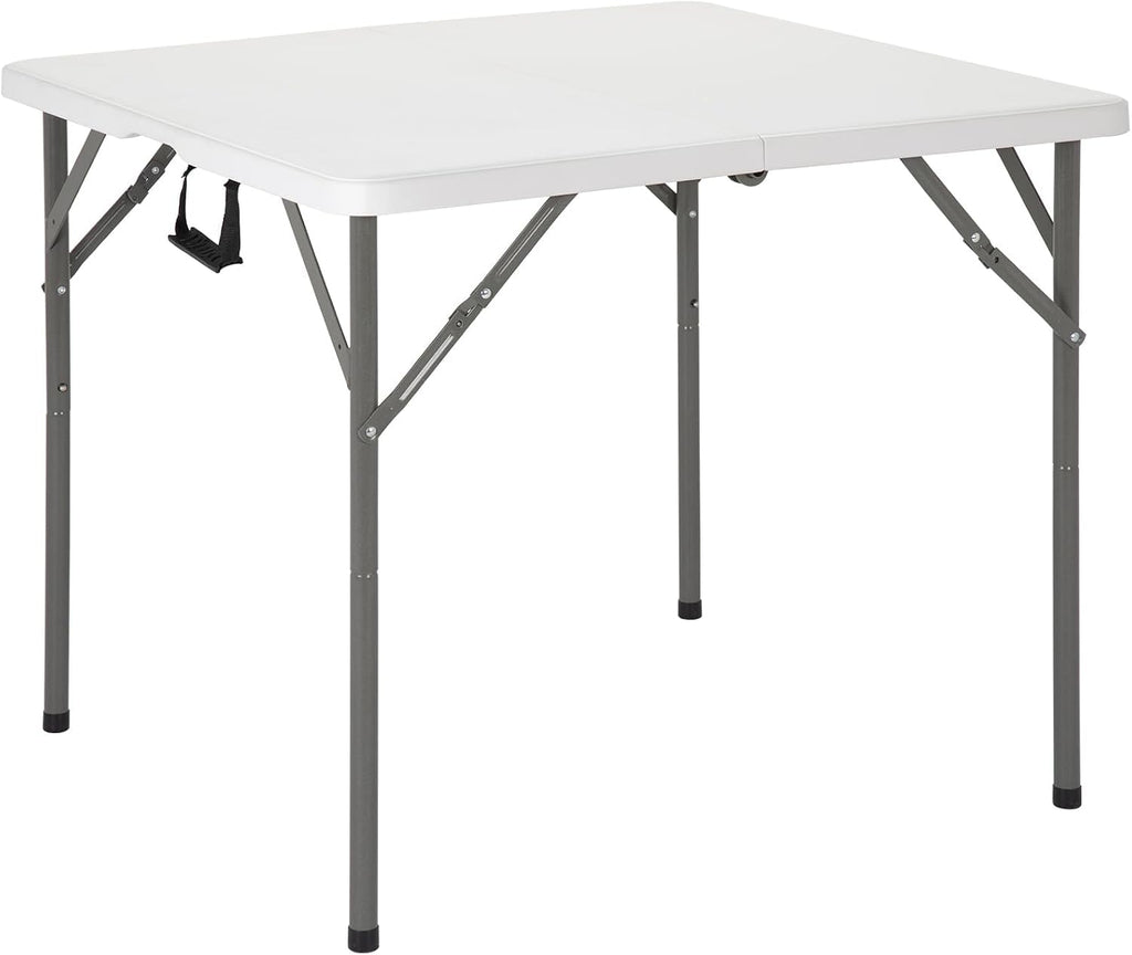 34'' White Folding Card Table with Handle & Steel Legs S632
