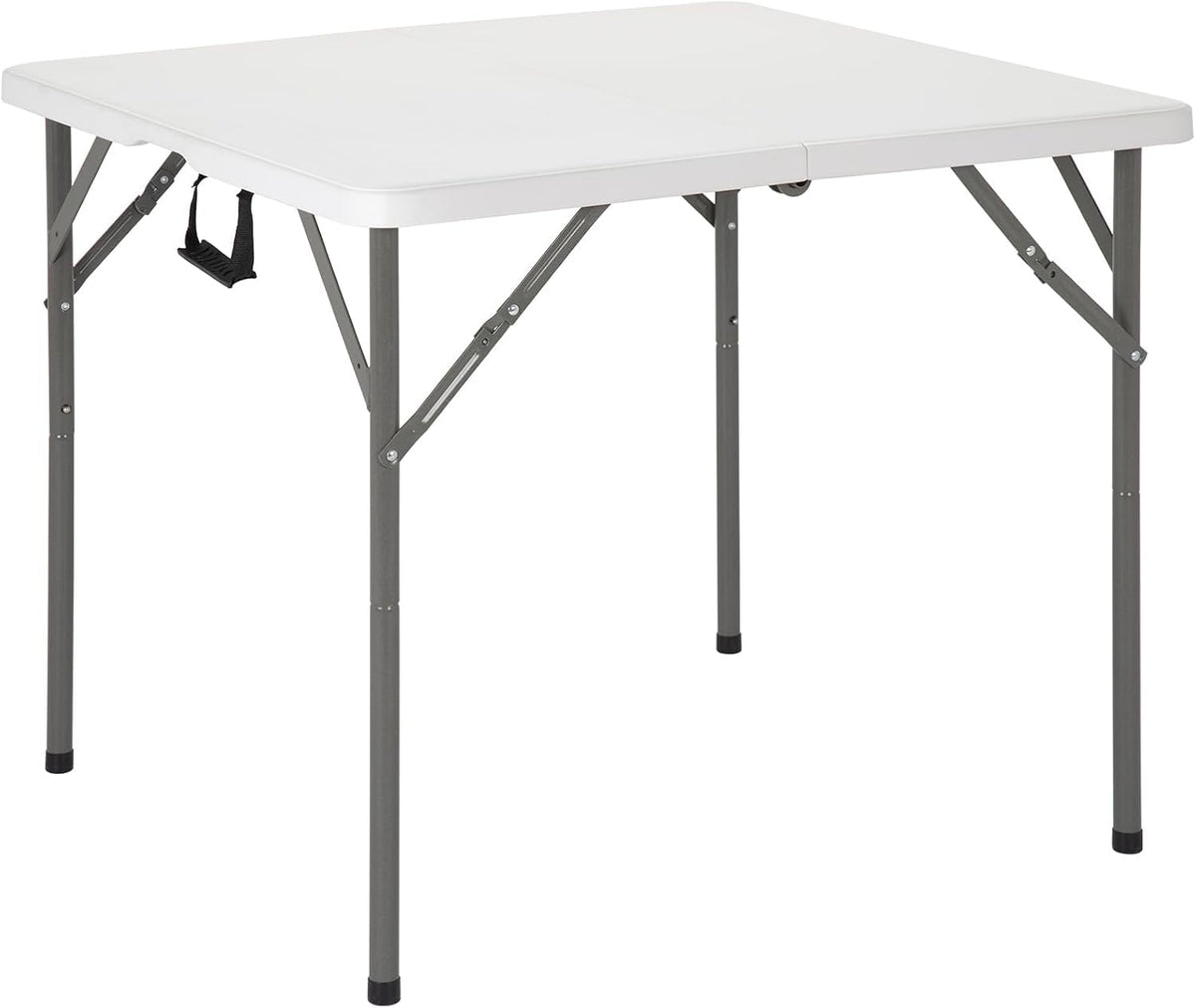 34'' White Folding Card Table with Handle & Steel Legs S632