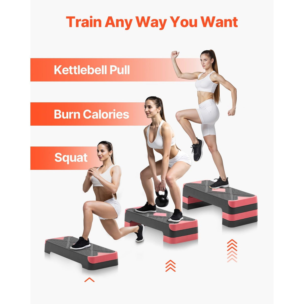 Adjustable Non Slip Aerobic Step Platform with 4 Risers H456