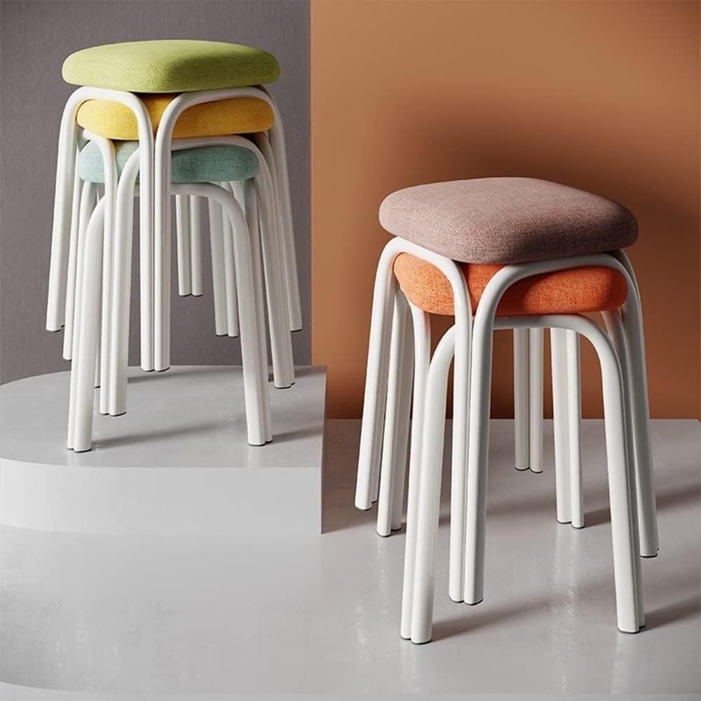 Set of 4 Green Metal Stacking Stools V36116