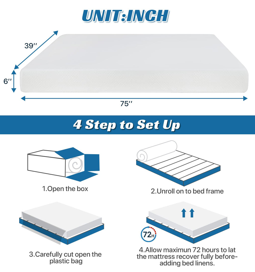 Twin Size 6 Inch Gel Memory Foam Mattress T797