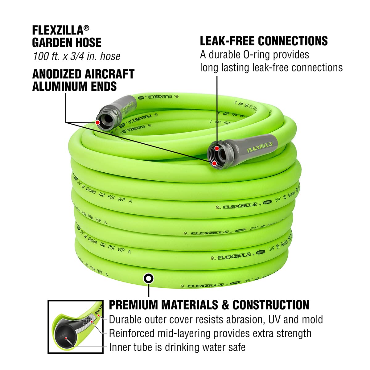 Garden Hose 3/4 in. x 100 ft. Lightweight All-Weather Water Hose C2796
