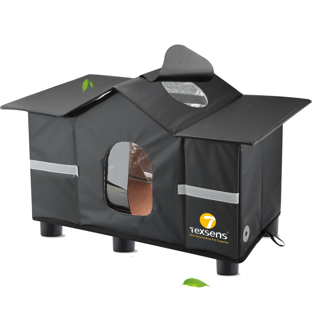Weatherproof Large Insulated Outdoor Cat House with Roof Window D345823