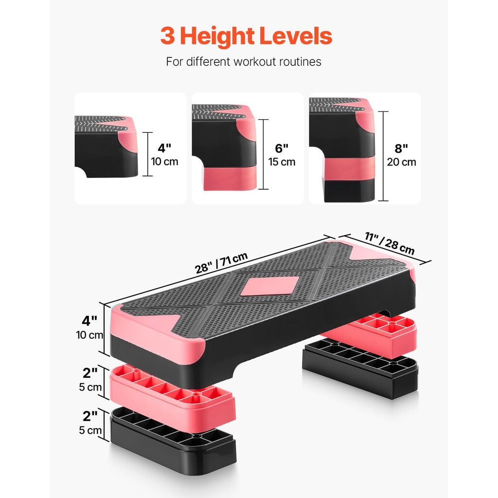 Adjustable Non Slip Aerobic Step Platform with 4 Risers H456