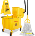 35 Qt Mop Bucket with Side Press Wringer on Wheels Y290