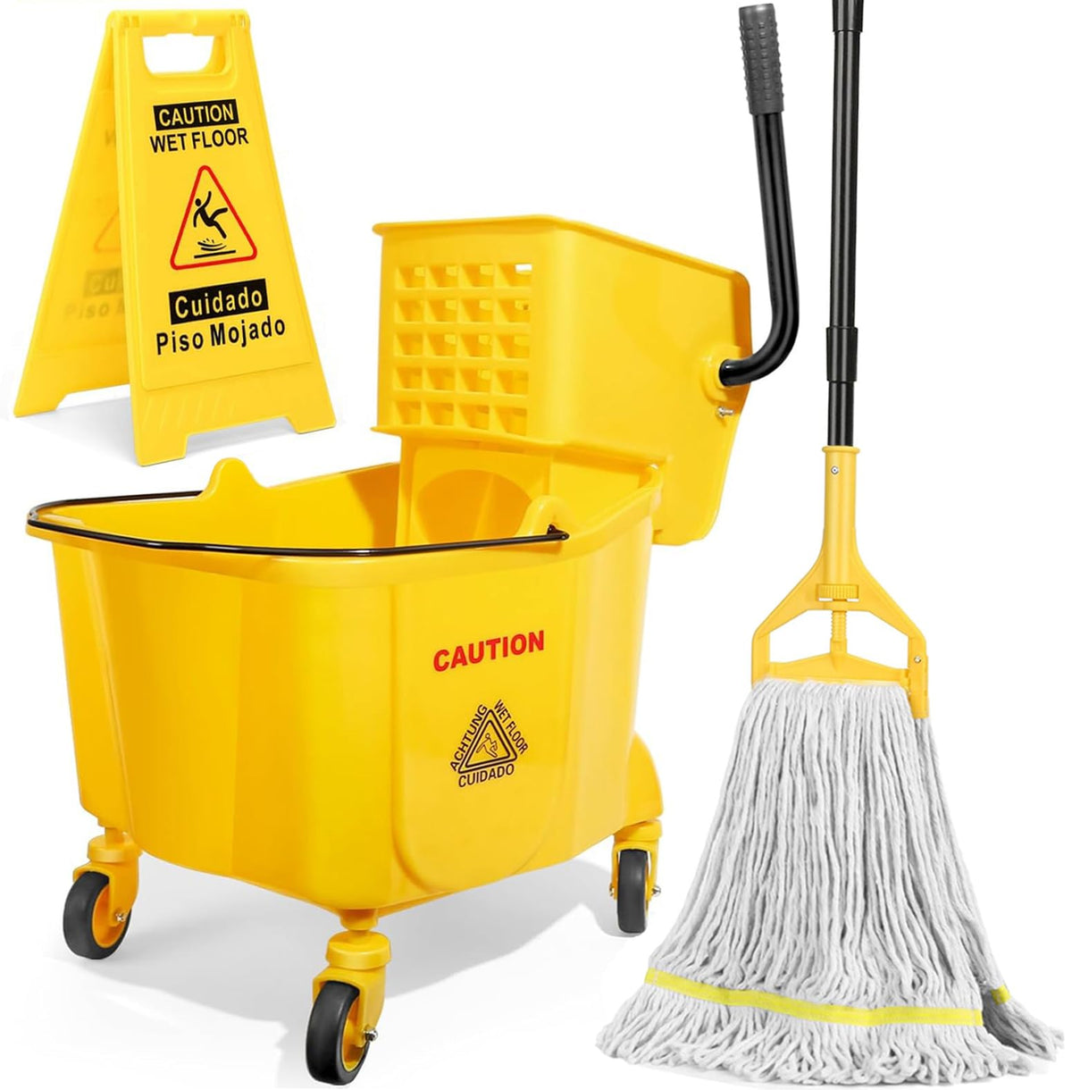 35 Qt Mop Bucket with Side Press Wringer on Wheels Y290