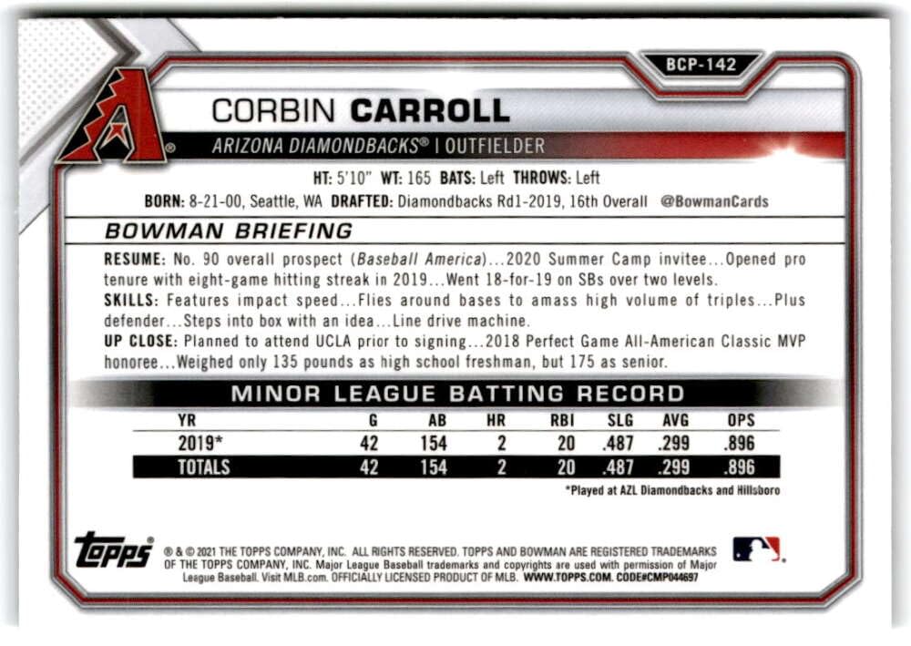2021 Bowman Chrome Mega Box Mojo Refractor Baseball L984