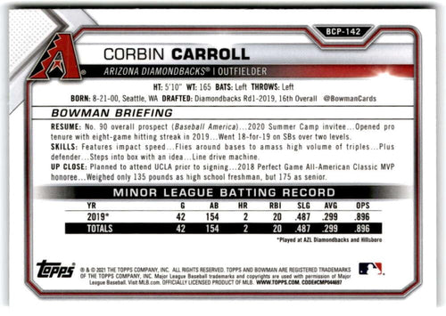 2021 Bowman Chrome Mega Box Mojo Refractor Baseball L984