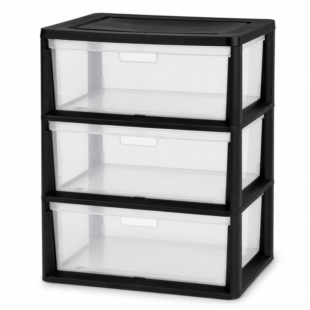 3 Drawer Storage Tower with Clear Bins O7143