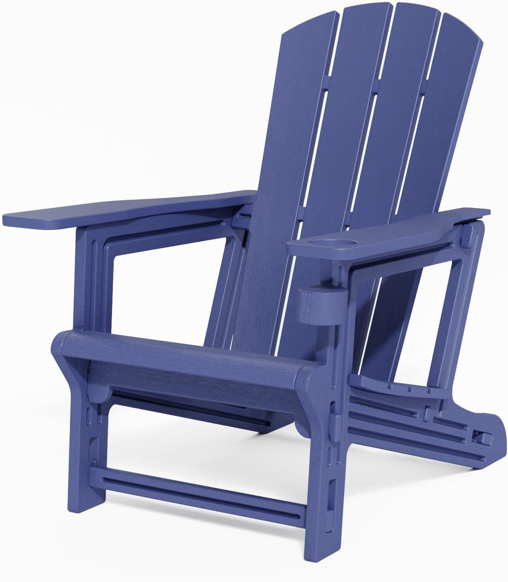 Navy Blue All Weather Plastic Adirondack Chair with Cup Holder O21084