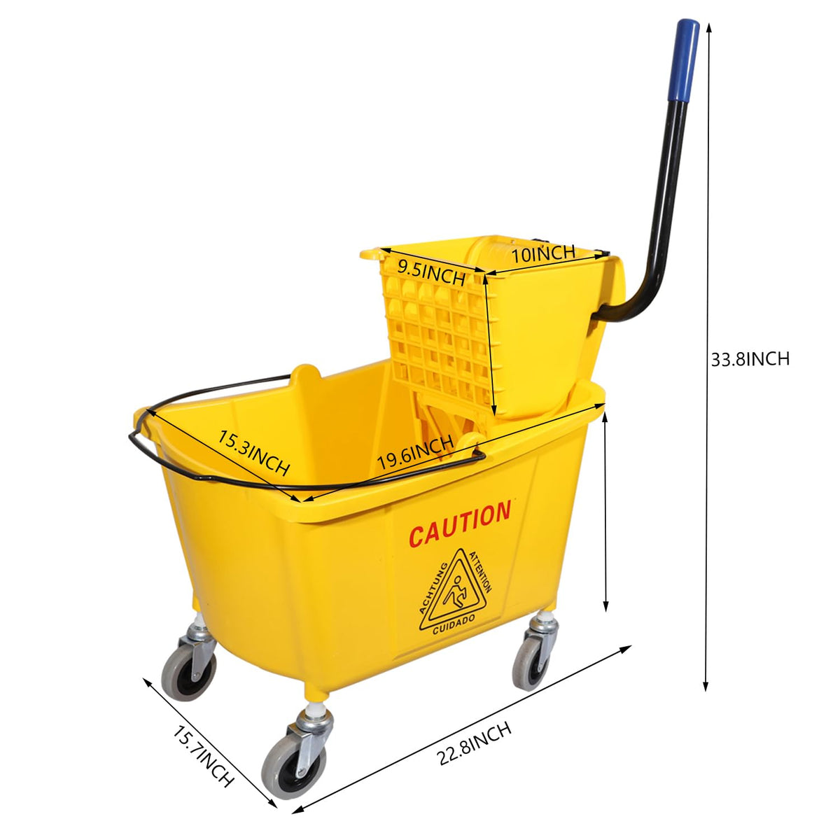 Commercial Mop Bucket with Side Press Wringer on Wheels Z919273