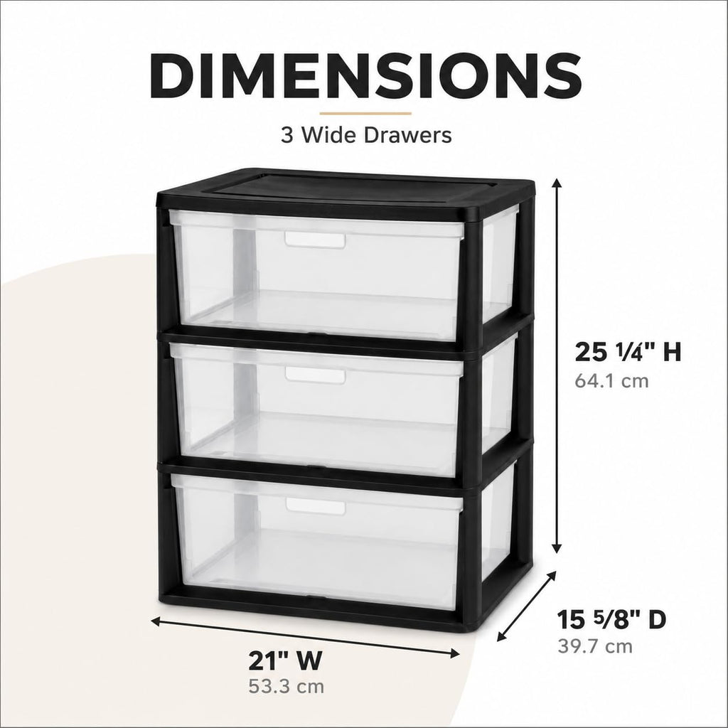 3 Drawer Storage Tower with Clear Bins O7143