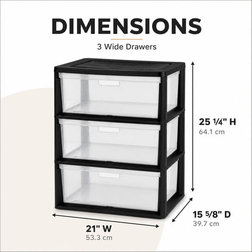 3 Drawer Storage Tower with Clear Bins O7143