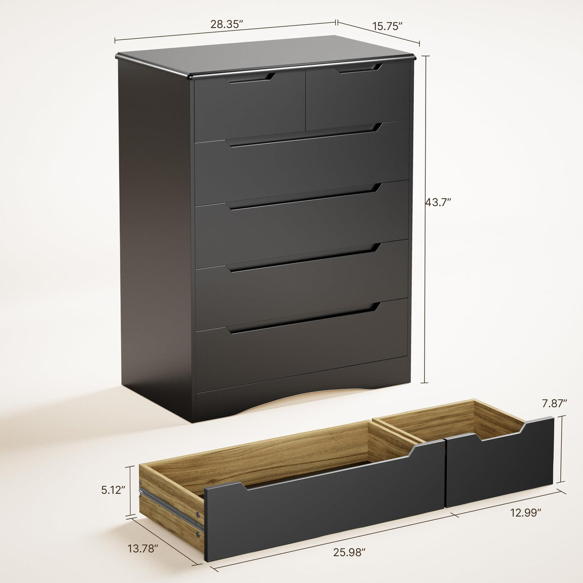 Black 6 Drawer Dresser Z133