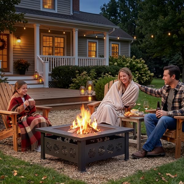 32 Inch Square Wood Burning Fire Pit Table N923