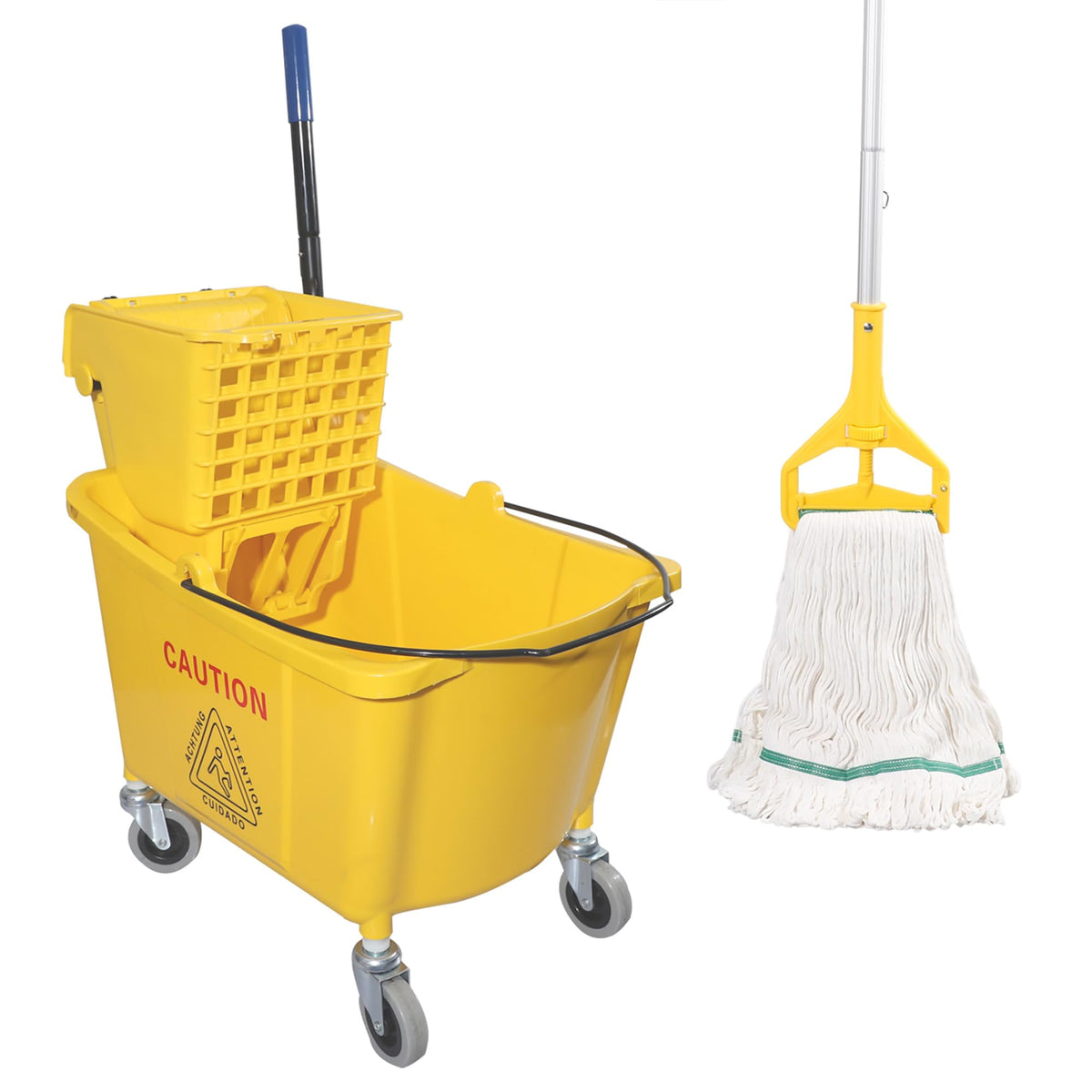 Commercial Mop Bucket with Side Press Wringer on Wheels Z919273