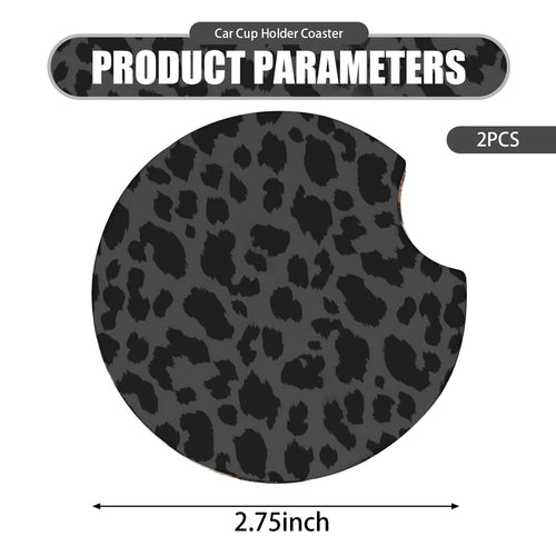 2 PCS Non-Slip Rubber Cheetah Print Car Cup Coasters B63216