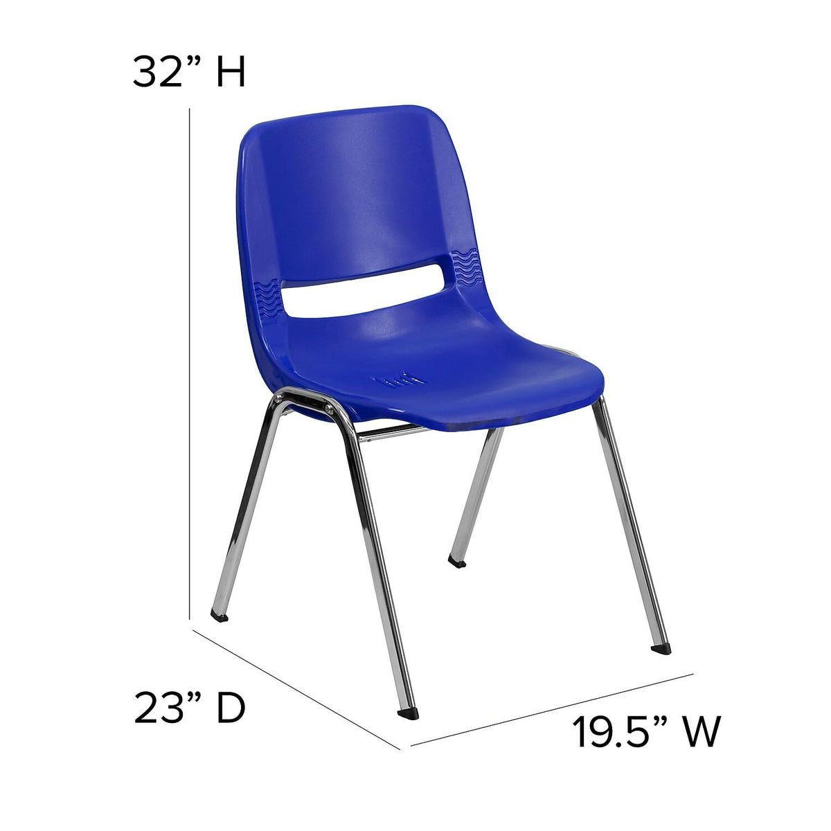 Navy Ergonomic Shell Stack Chair with Chrome Frame A632