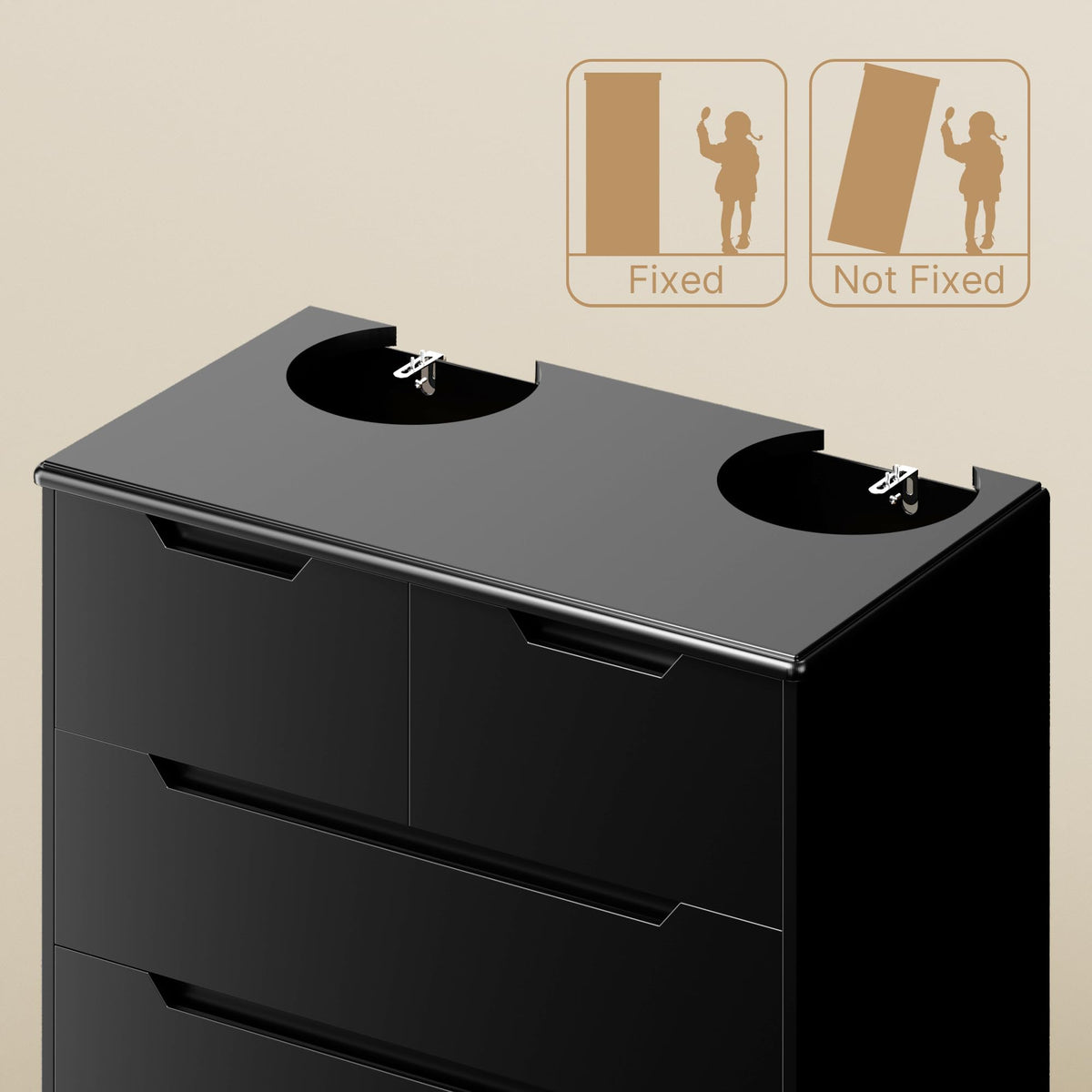 Black 6 Drawer Dresser Z133