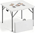 34'' White Folding Card Table with Handle & Steel Legs S632