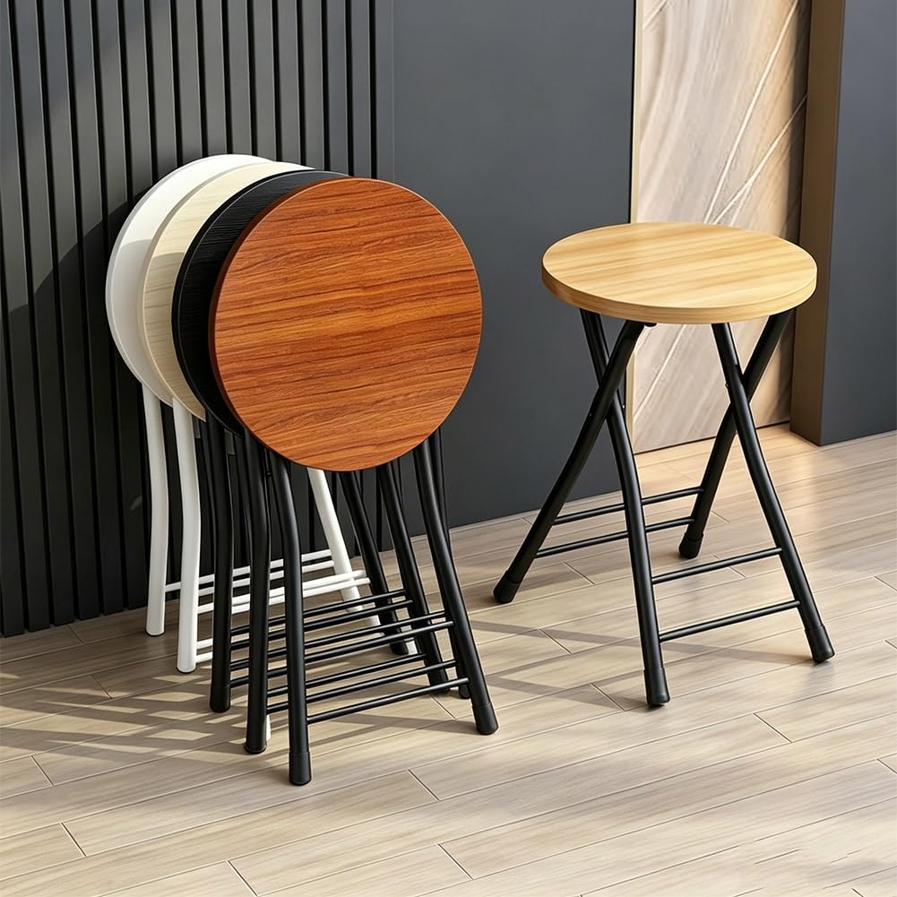 Folding 18 Inch Round Wooden Seat Stool I27074