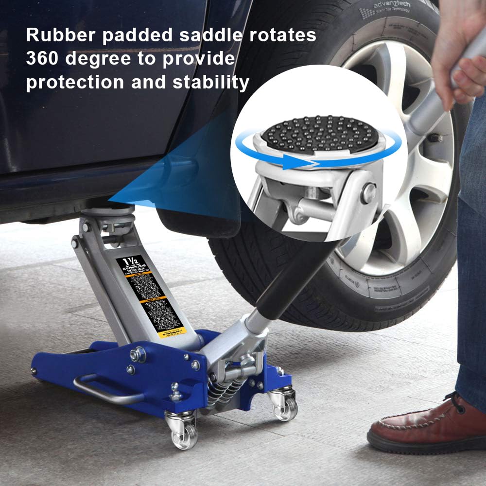Blue 1.5 Ton Low Profile Aluminum Steel Racing Floor Jack R59263