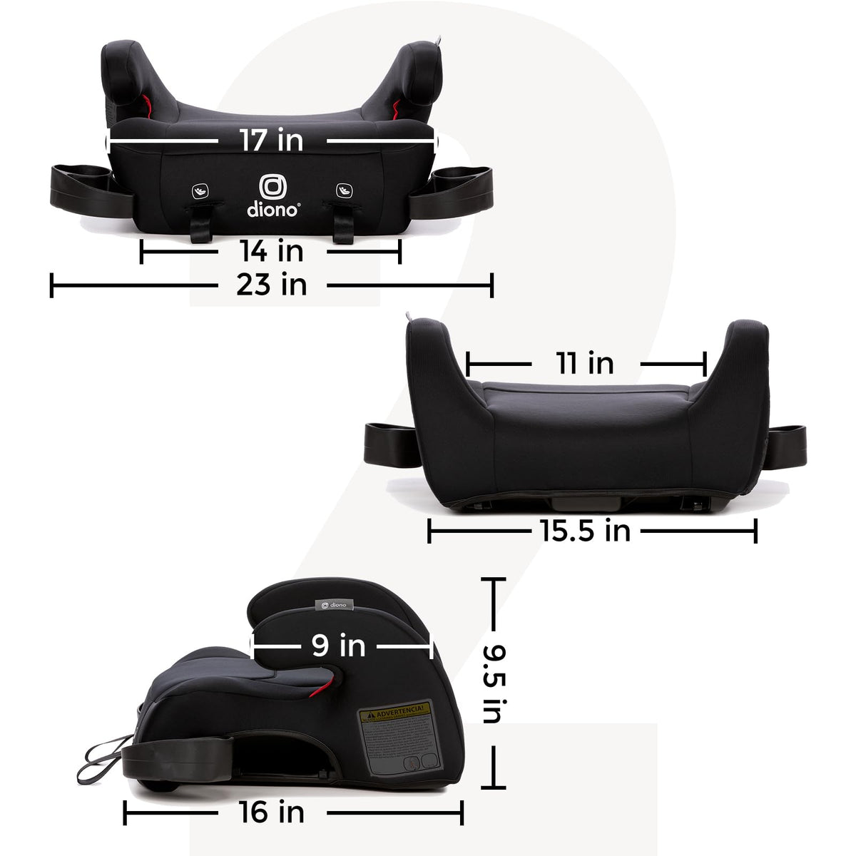 Black Backless Belt-Positioning Booster Car Seat I9322