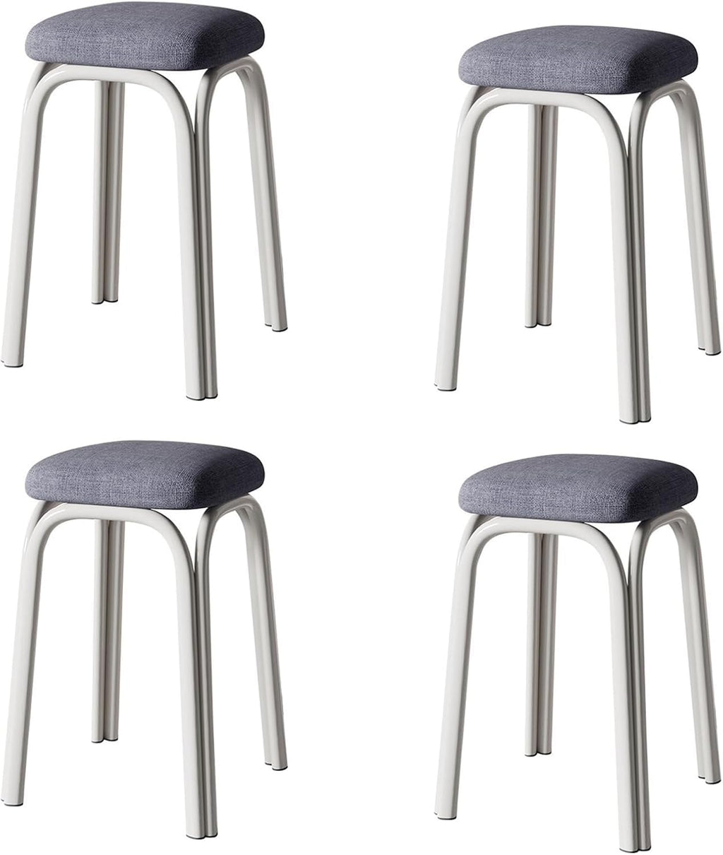 Set of 4 Green Metal Stacking Stools V36116