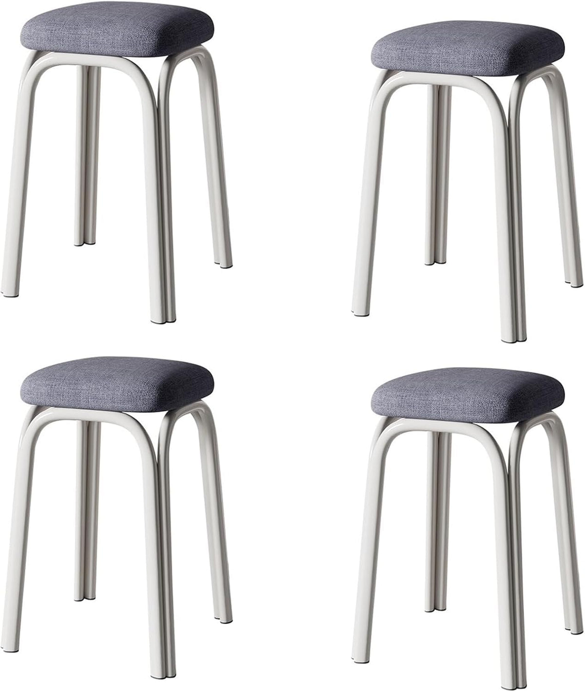 Set of 4 Green Metal Stacking Stools V36116