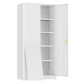 72" White Locking Metal Storage Cabinet with 4 Adjustable Shelves P719876