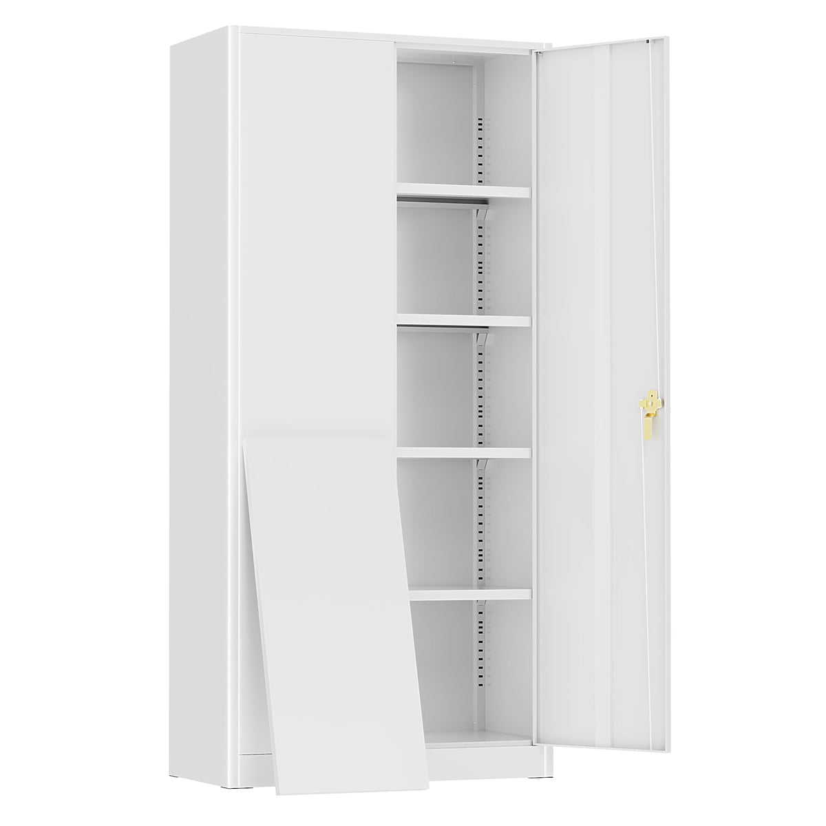 72" White Locking Metal Storage Cabinet with 4 Adjustable Shelves P719876