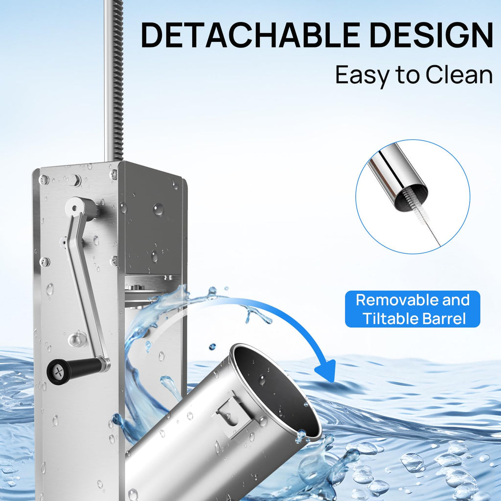 7L Stainless Steel Vertical Sausage Stuffer with 4 Stuffing Tubes X335082