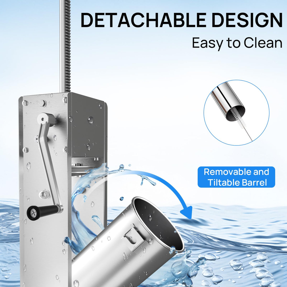 7L Stainless Steel Vertical Sausage Stuffer with 4 Stuffing Tubes X335082
