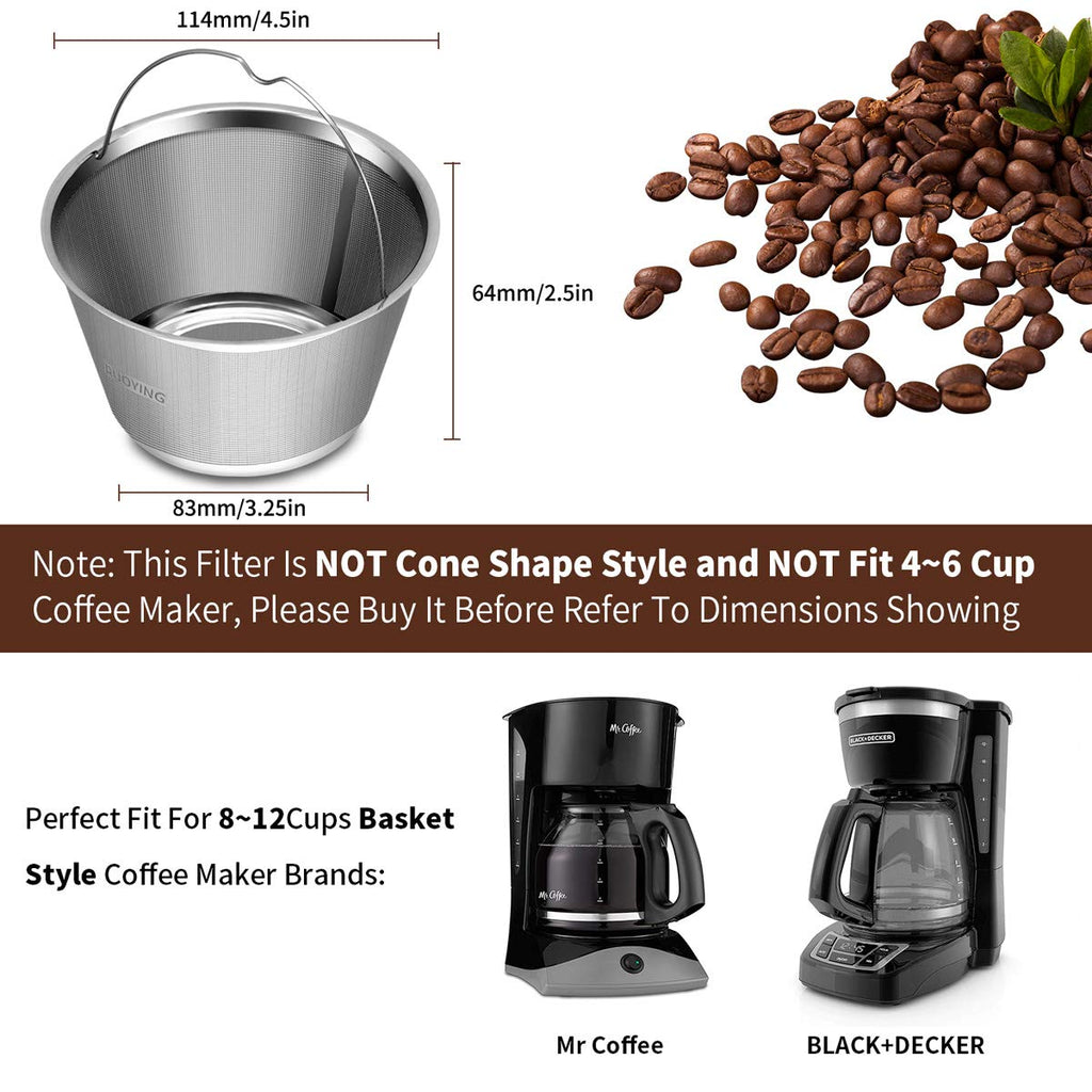 8-12 Cup Reusable Basket Coffee Filters D275
