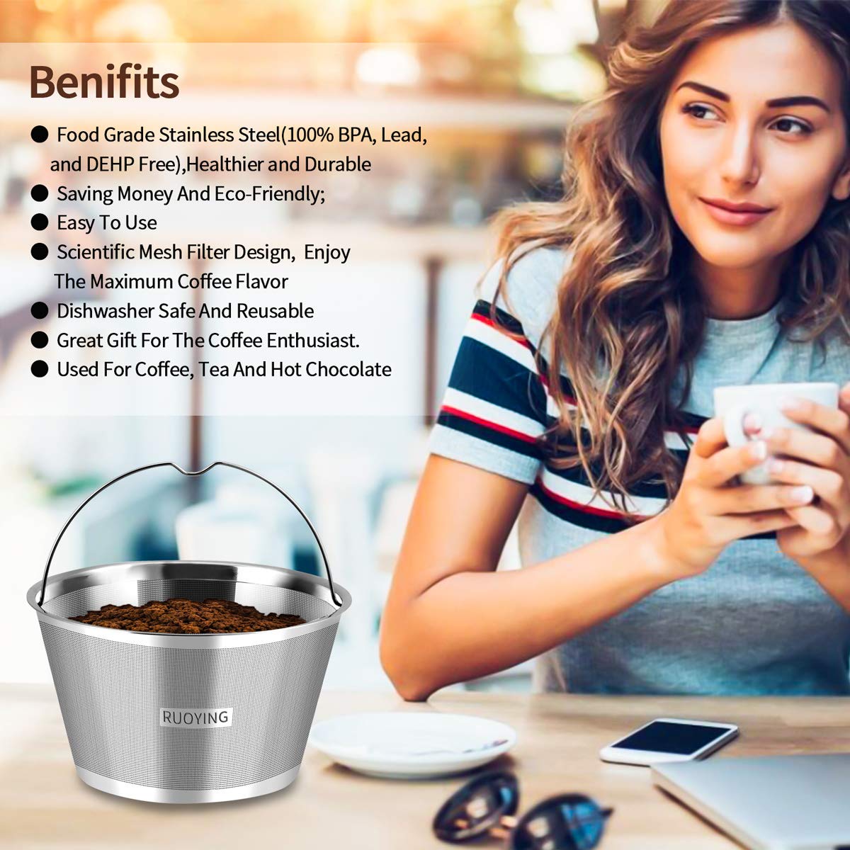 8-12 Cup Reusable Basket Coffee Filters D275