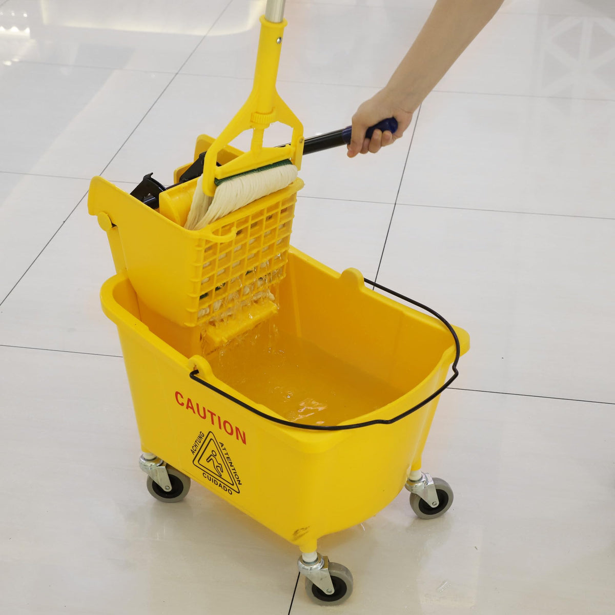 Commercial Mop Bucket with Side Press Wringer on Wheels Z919273