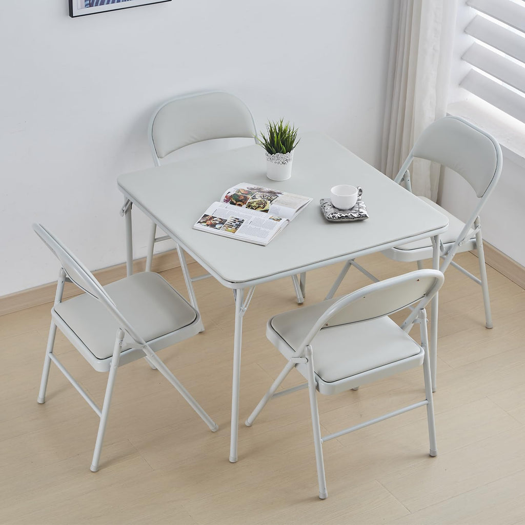 Square Folding Table with Collapsible Legs White Q118132