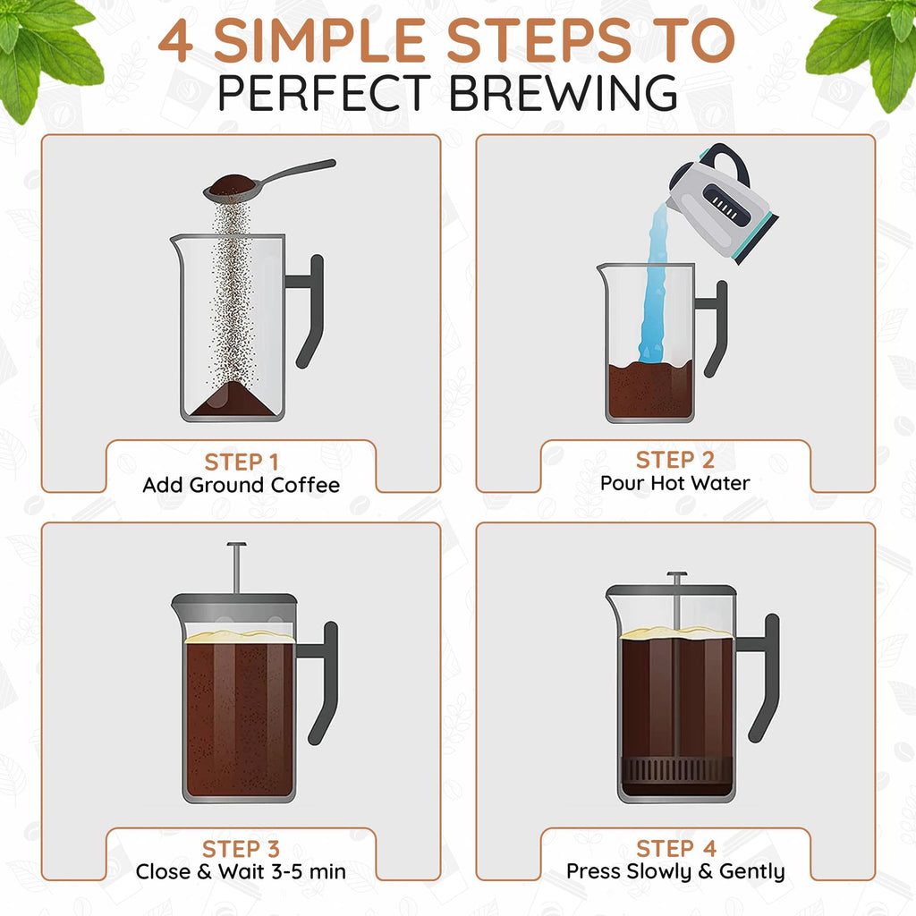 54 oz White Stainless Steel French Press Coffee Maker T201