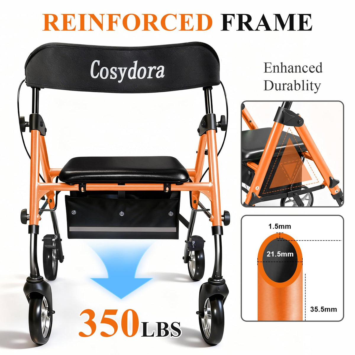 Ultra Lightweight Rollator Walker with Seat O464