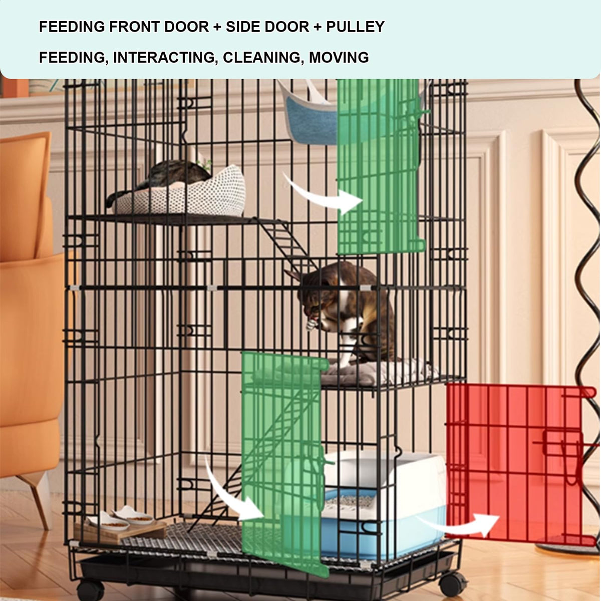 4-Tier Cat Cage with Wheels V315