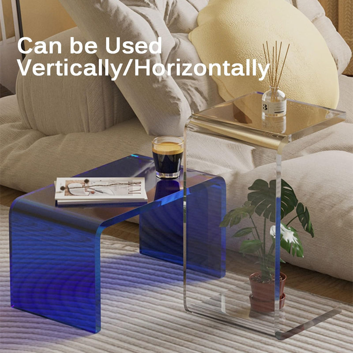 Acrylic U Shaped Side Table 30 x 30 x 55cm W72501